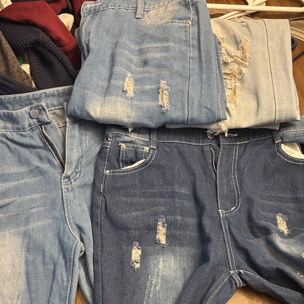 4pair Stylish Blue Distressed Womens Jeans XL bundle2save